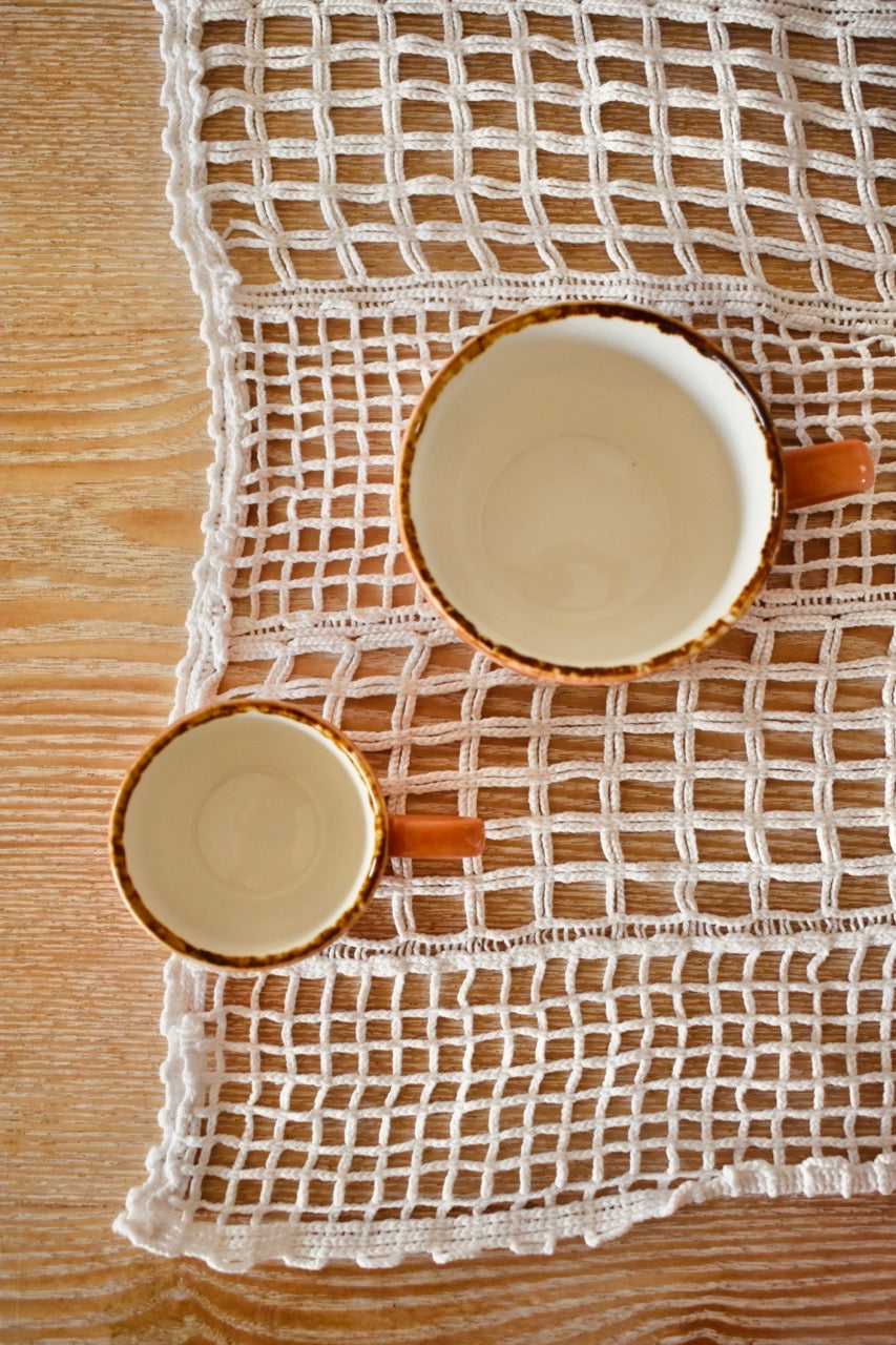 Service de 3 tasses moyennes à café orange & blanc « POMELO »