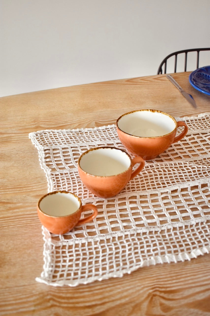 Service de 3 tasses moyennes à café orange & blanc « POMELO »