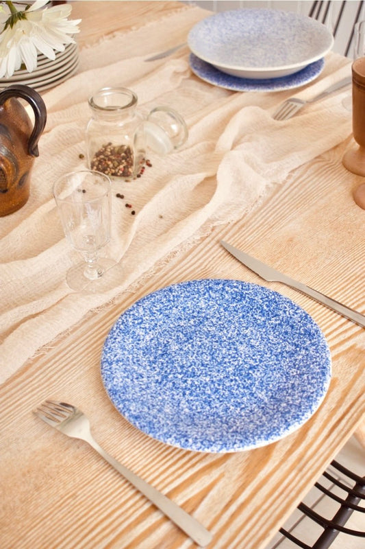 Service de 4 petites assiettes bleues mouchetées Ceramica Dalia d'Italie « AMALFI » - La Recyclerie LS